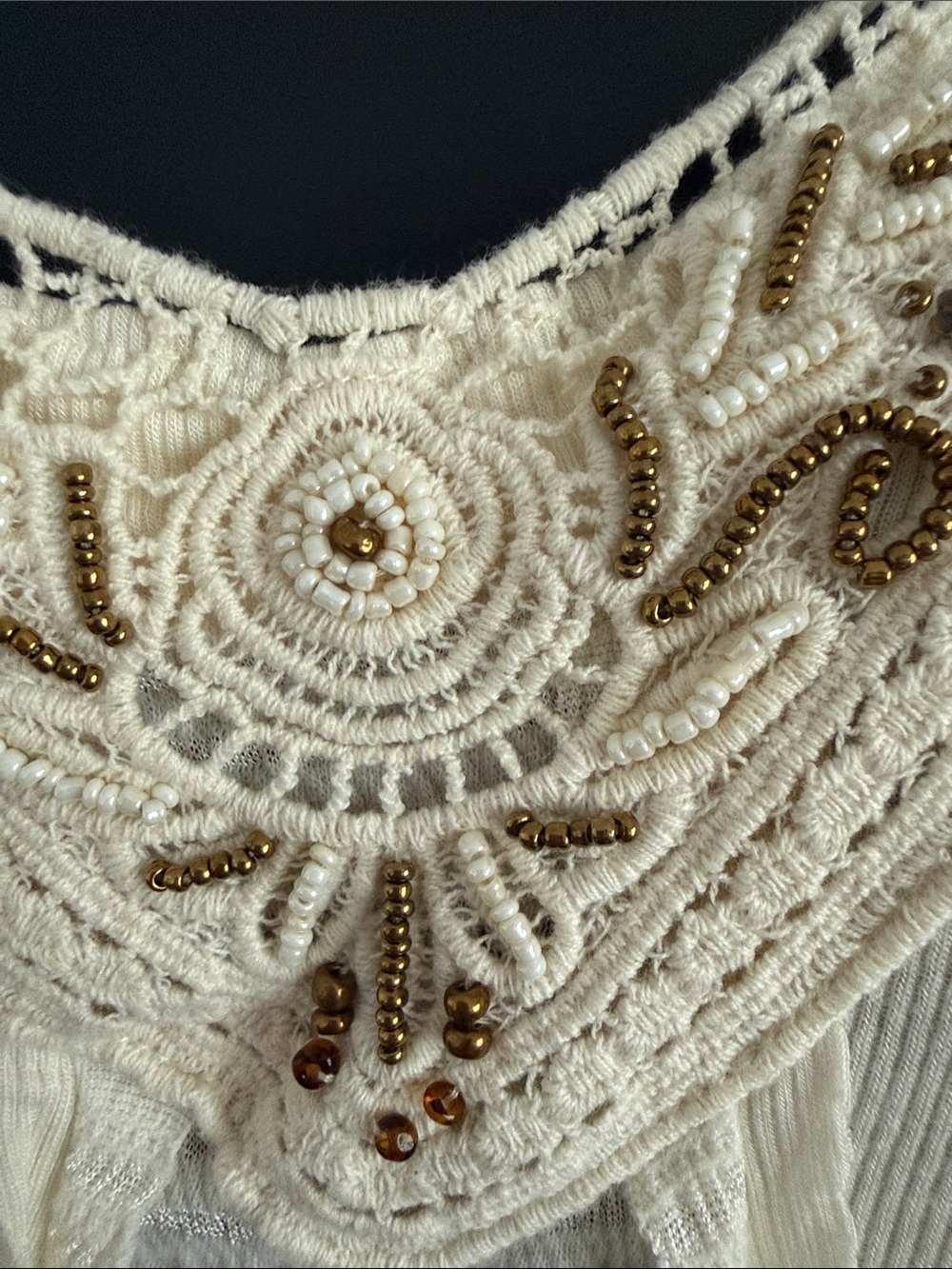 Knox Rose Cream Crochet Trim Tank Top Boho Cottage Core Size Large - Picture 7 of 13